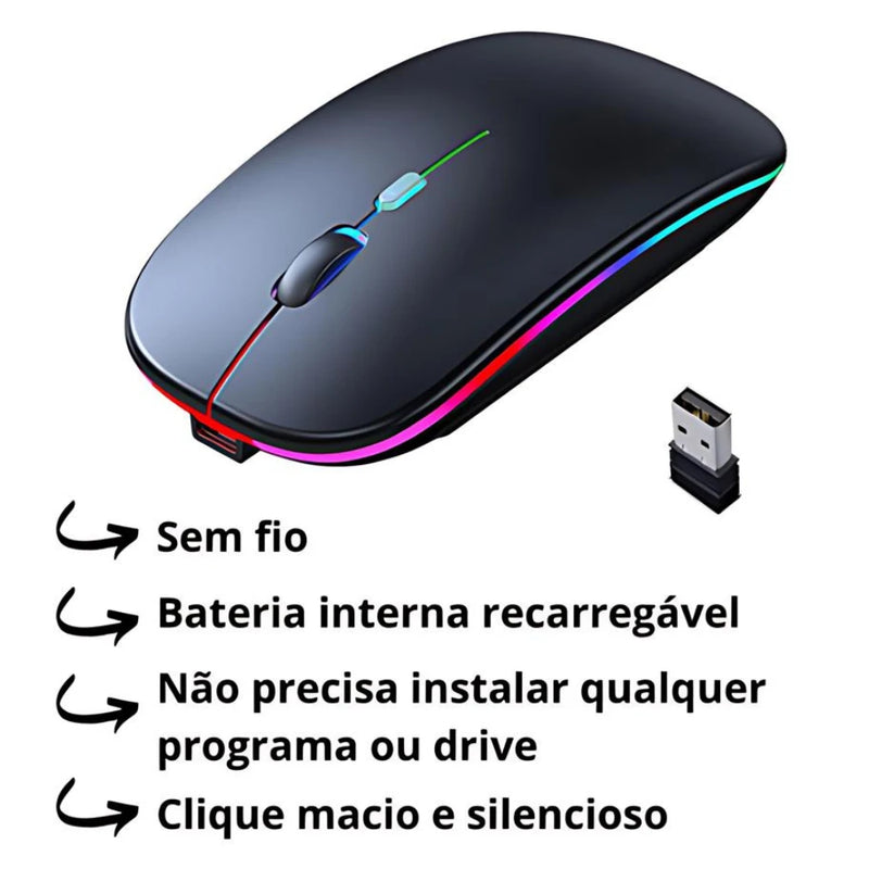 Mouse Slim Portatil Led