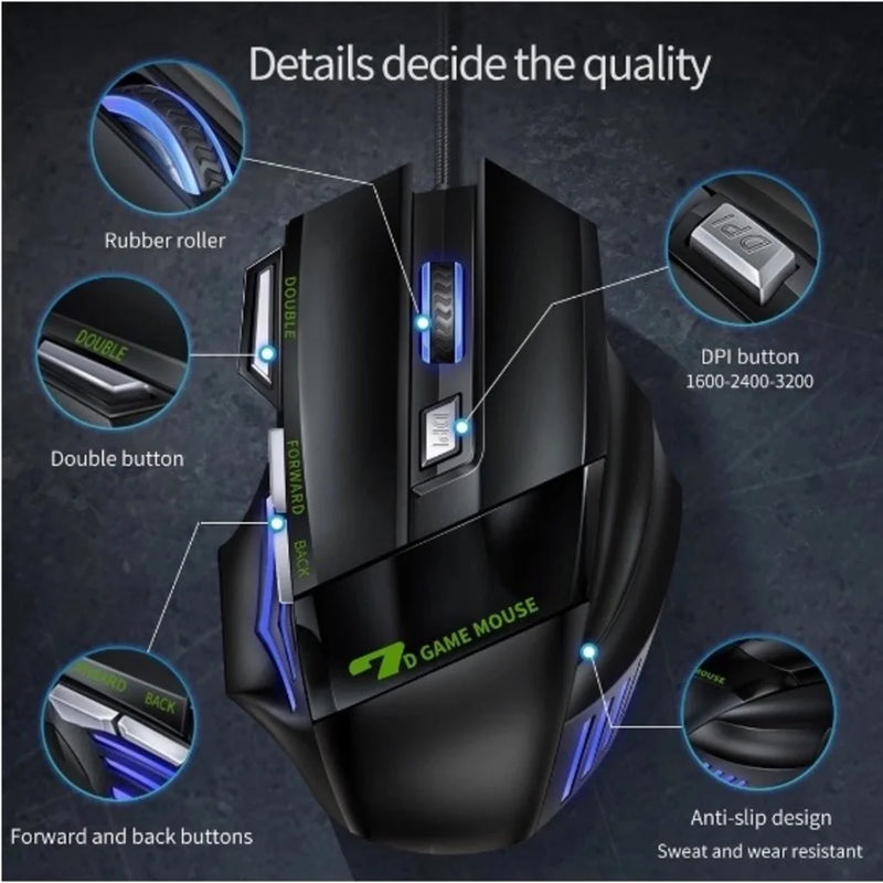 Mouse gamer X7  Botões Profissionais 3200dpi