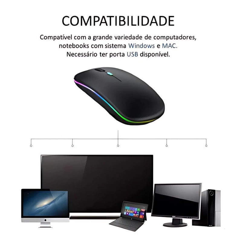 Mouse Slim Portatil Led