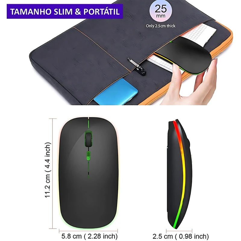 Mouse Slim Portatil Led