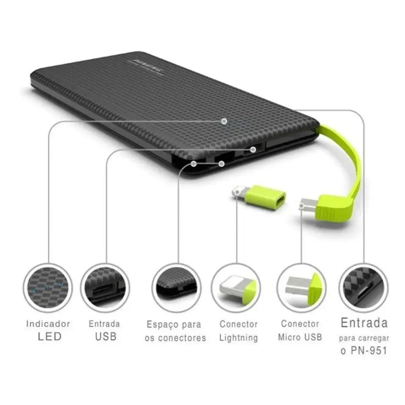 Carregador portátil Power Bank 10.000mAh Micro USB