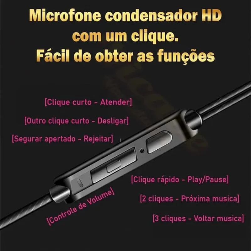 Fone de Ouvido de Cobre Ergonômico Hifi Estilo Esportivo